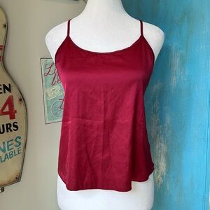 Ekouaer Red Satin Cami Tank